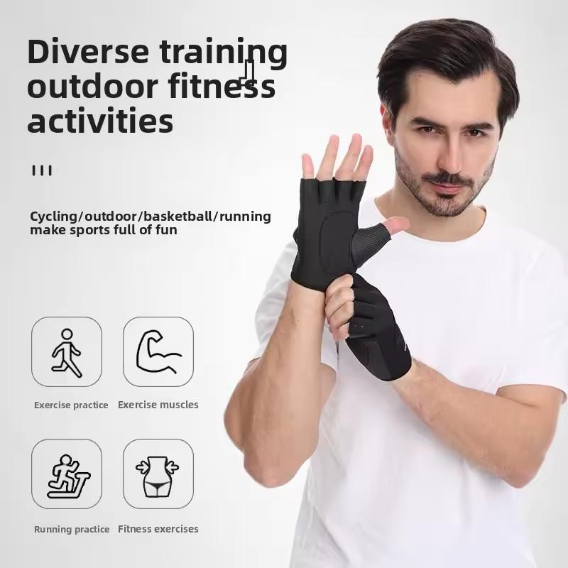 Half Finger Fitness, Anti Slip, Breathable Cycling, Weightlifting, Iron Rolling, Shock-absorbing, Hand Palm, Sports Gloves