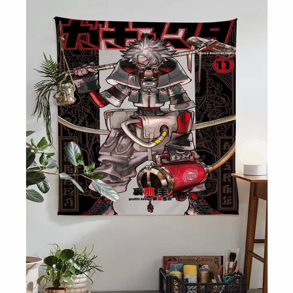 Gachiakuta Anime Character Tapestry Red Japanese Manga Wall Hanging with Action Art Ideal for Otaku Bedroom Edgy Room Decor