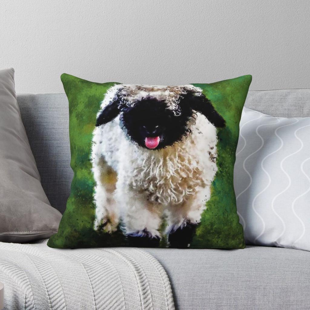 Swiss Valais Blacknose Sheep Pillowcase Polyester Linen Velvet Creative Zip Decorative Pillow Case Car Cushion Cover 18