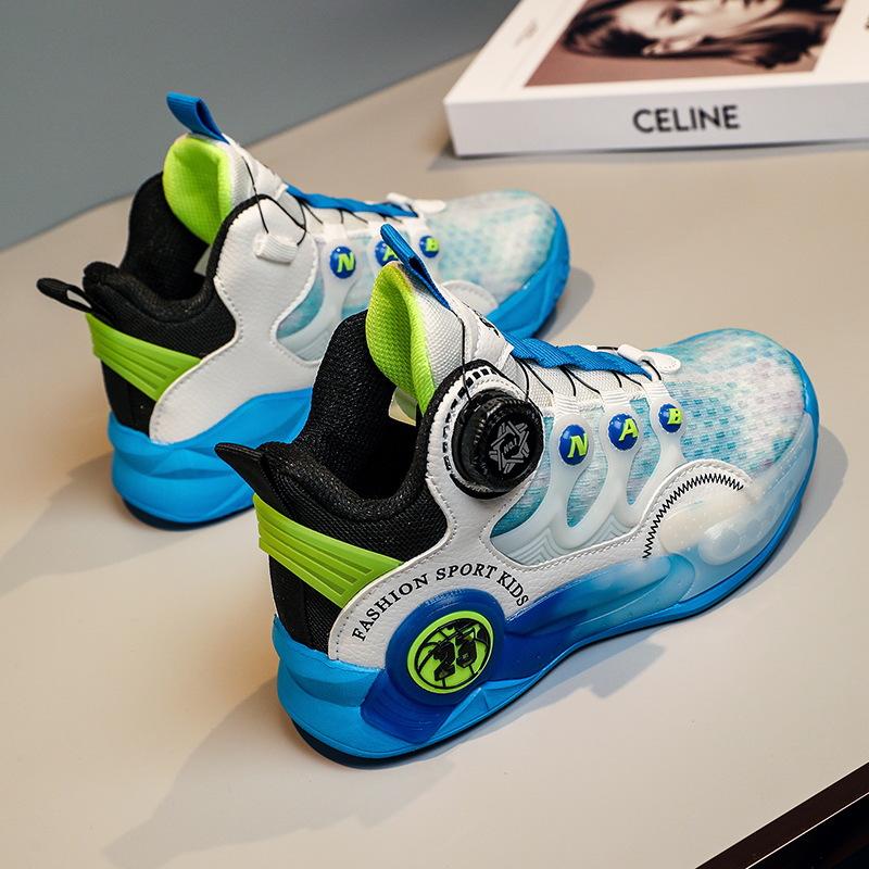 Children's basketball shoes new summer training mesh rotating buckle boys sports shoes medium older boys boys training venom