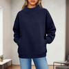 Women's Fashionable Casual Solid Color Round Neck Long Sleeved Pocket Sports Casual Pullover Sweatshirt Top
