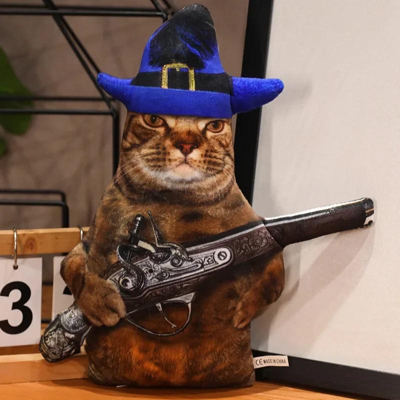 3D Kat Pluche Speelgoed Gevuld Dokter Heer Cowboy Kat Verandert In Verjaardag Kerstmis Gitaar Vissen Kung Fu Nunchucks Stijl 40cm