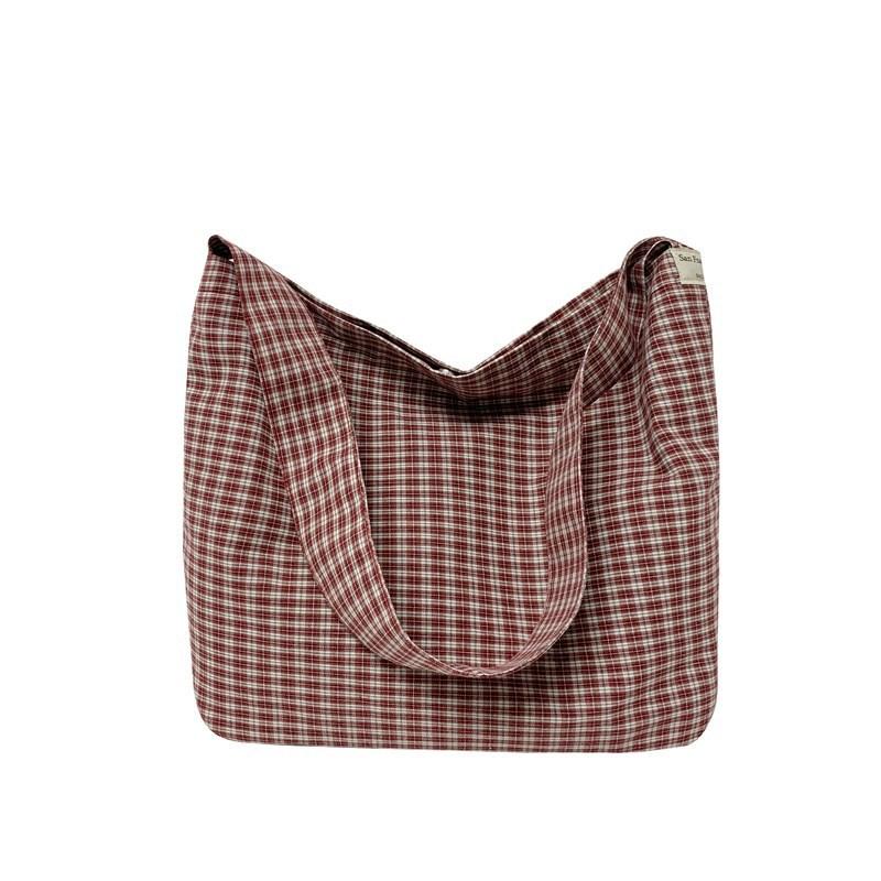 Urban Style Large Capacity Cotton Shoulder Bag With Pouch For Casual Outings