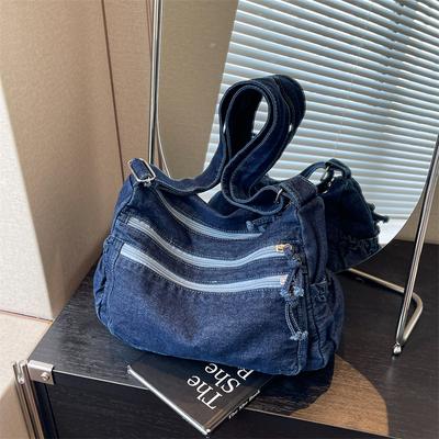 Denim Fashion Messenger Bag Women's New Summer Casual Versatile Tote Bag Large Capacity Large Bag