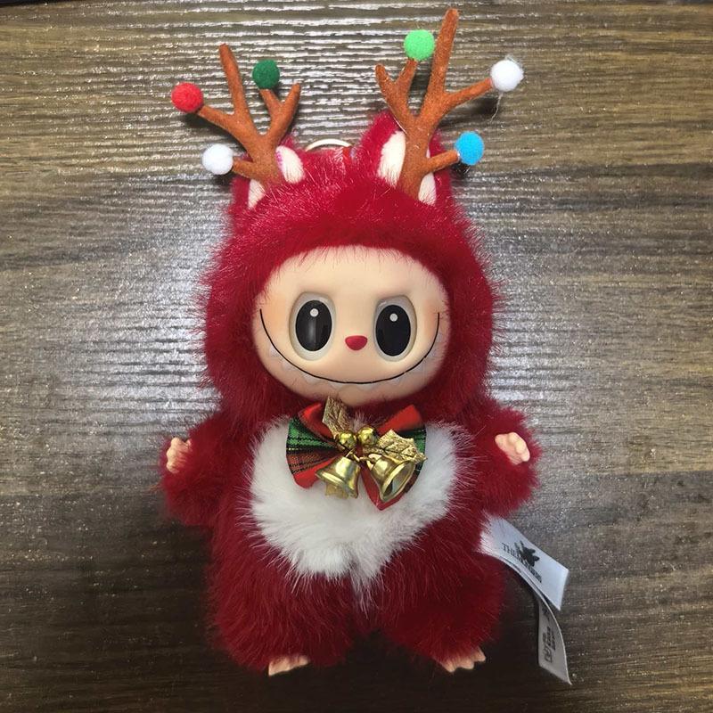 Christmas Moose Rubber Doll &:plush Toy Set - Cute Mini Keychain for Bags, Backpacks, Keys, Perfect Holiday Decoration & Festive Gift for Kids Adults