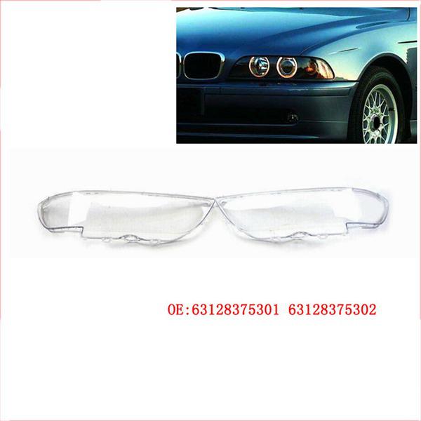 Parts 63128375301 and 63126908405 Fit the Left Headlight Cover and Sealing Strip of a 1996-2003 BMW 5 Series E39.