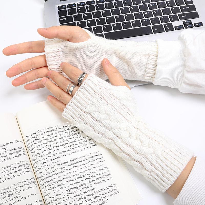 Fingerlose Handschuhe aus Strickwolle im koreanischen Stil für Herren und Damen – kurze Twist-Mode für Herbst/Winter