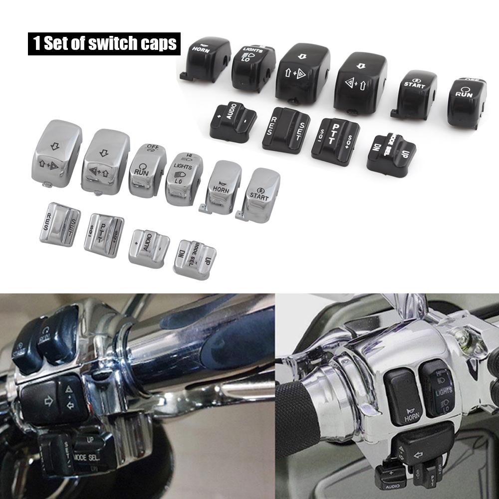 Motorcycle Part Chrome/Black Hand Switch Housing Caps Button Cover For Harley Touring Road King Electra Street Road Glide1996-13