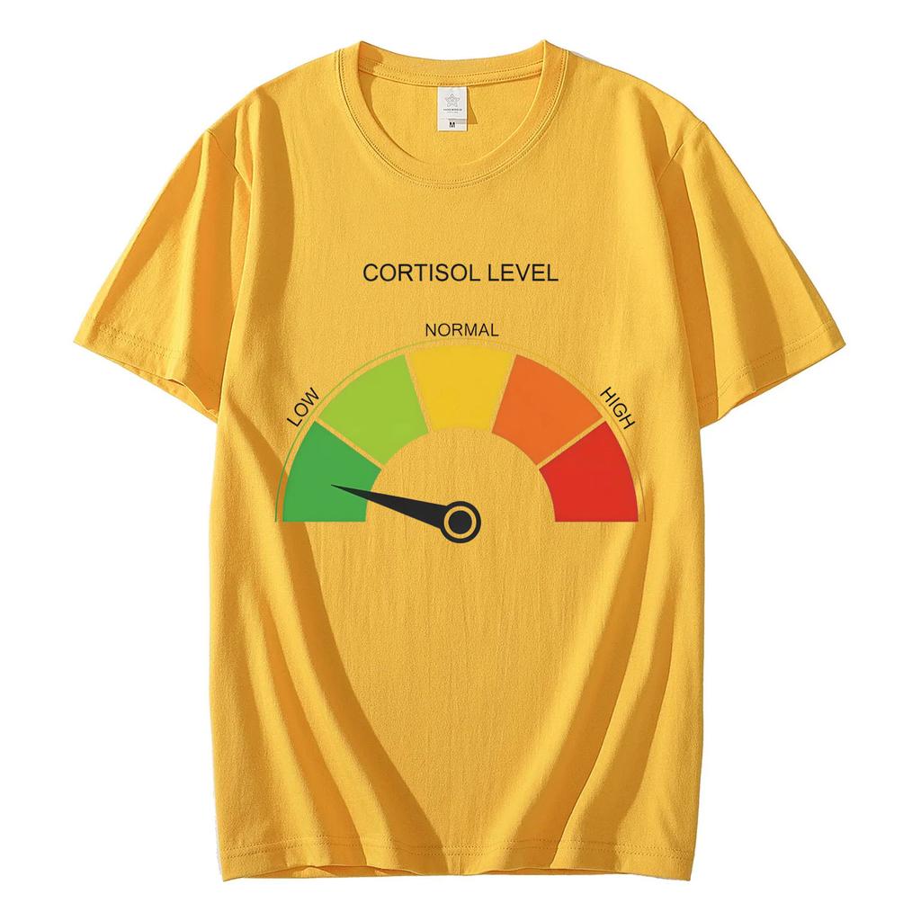 Low Cortisol Level Funny Stress Meme Tshirt High Quality Fashion Short Sleeve T Shirts Men Women Casual Loose Cotton Tshirts