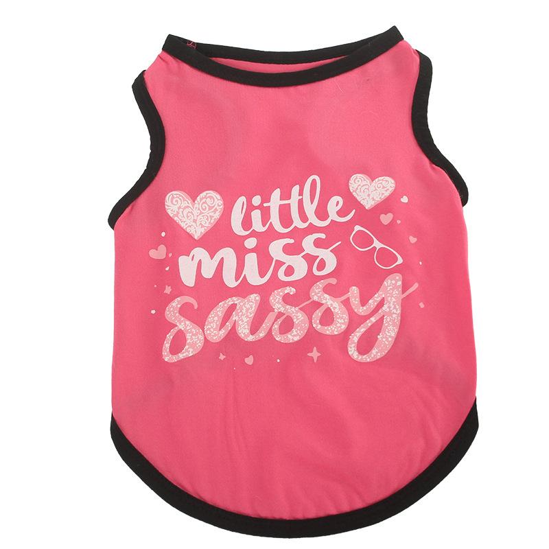 Summer Pet Clothing Cats High Elasticity Tank Top European Style Printed Alphabet Stripes Puppy Vest Cool Shirts
