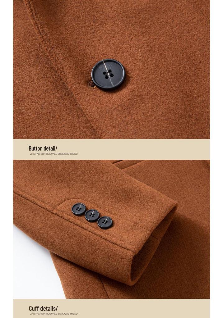 Mittellanger Wollmantel für Herren: Herbst/Winter Mode, Bügelfrei, Baumwollwattiert, Verdickte Jacke.
