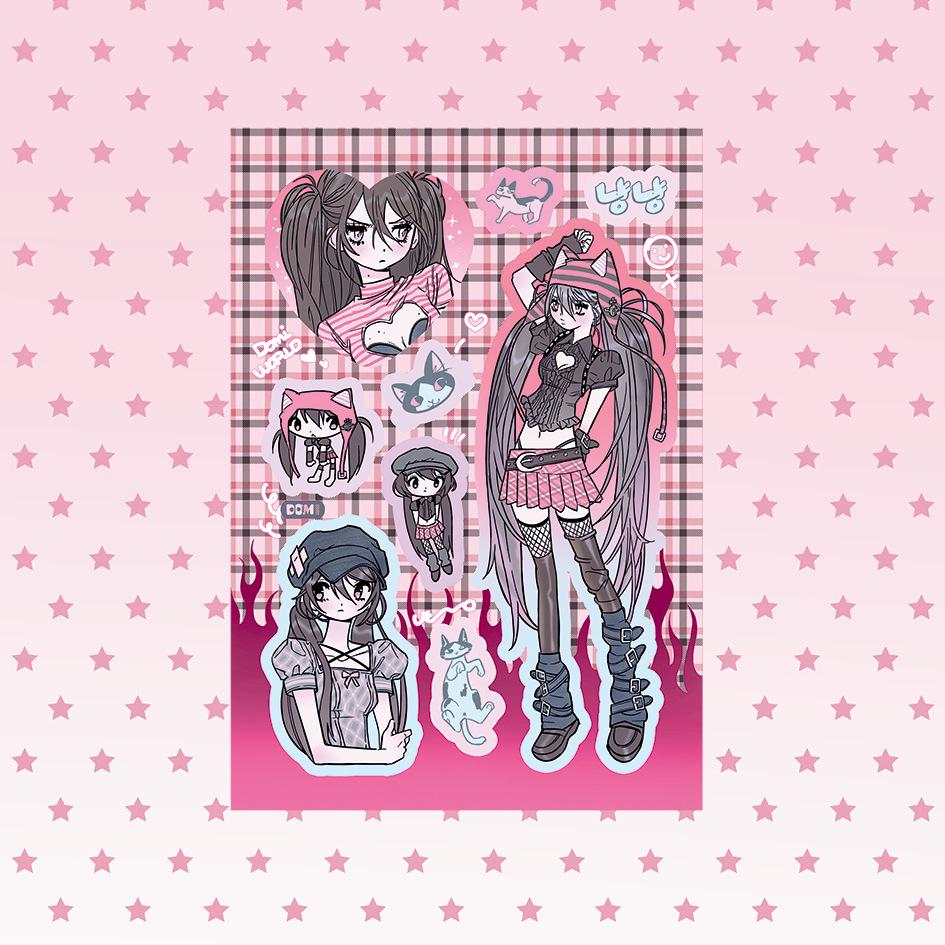 Domi Korean Style Sweet & Cool Girl Character Sticker Book – Creative Journal Stickers
