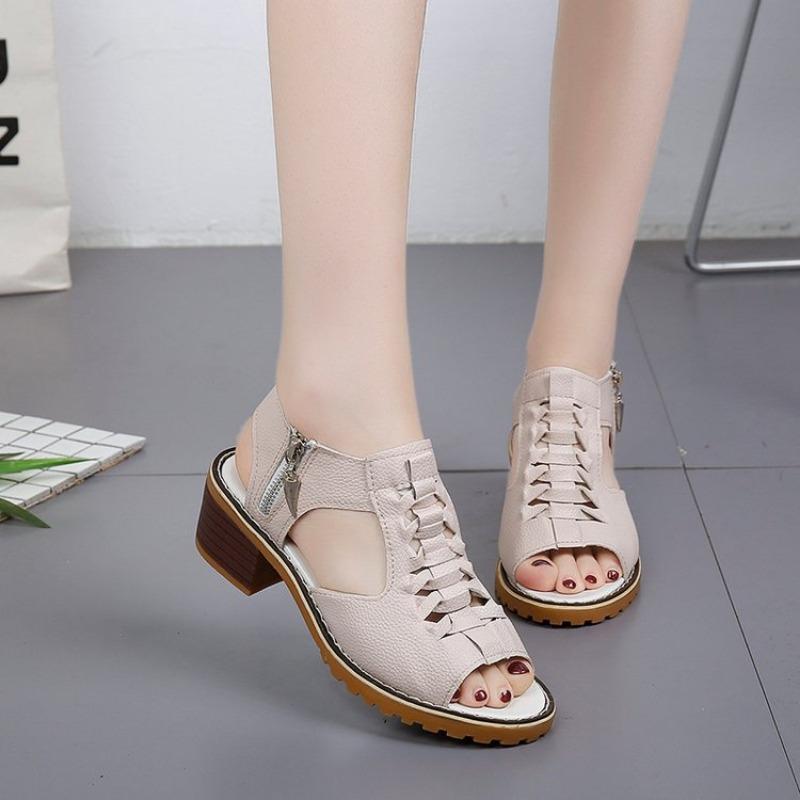 

Желаю сандалии на толстом каблуке, на среднем каблуке, с открытым носком, женские летние новые плетеные полые большого размера 4 женские сандалии 43