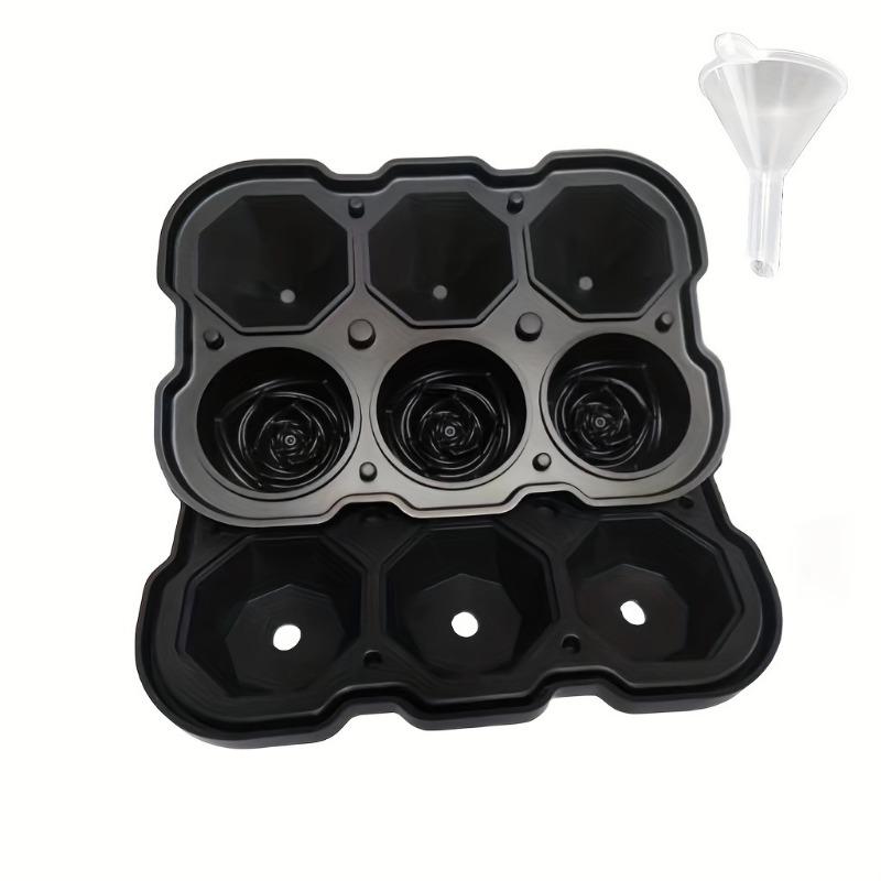 3D Silicone Diamond Rose Flower Ice Mold Tray Stackable Large Fun  Ice Ball Cube Maker For Whiskey Cocktail Beverages Home Bar
