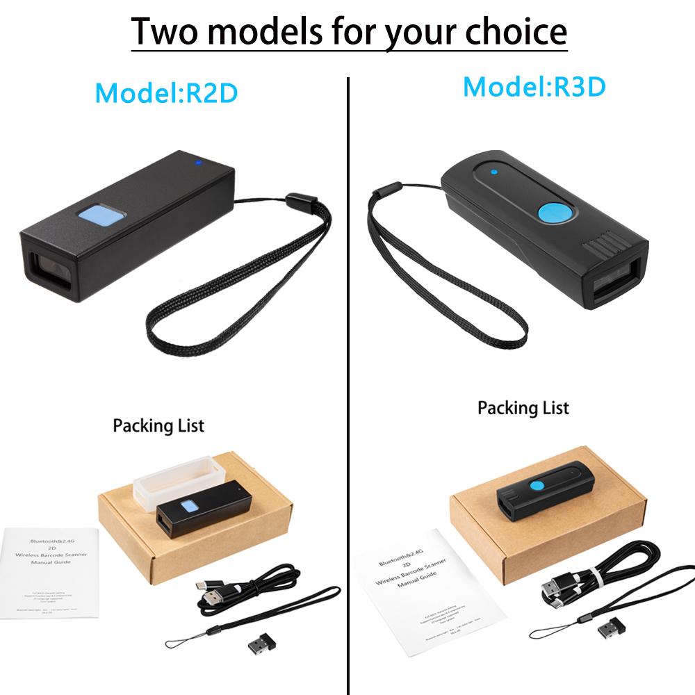 Packot Barcode Scanner Mini Wireless and Bluetooth Qr Code Reader Portable 1D 2D Bar Scanner Handheld for Courier Logistic Shop
