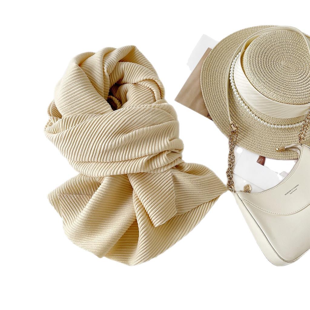 Wholesale Solid Color Scarf Winter Versatile Cashmere Scarf Fashion Pleated Warm Long Scarf Shawl Scarf Wholesale