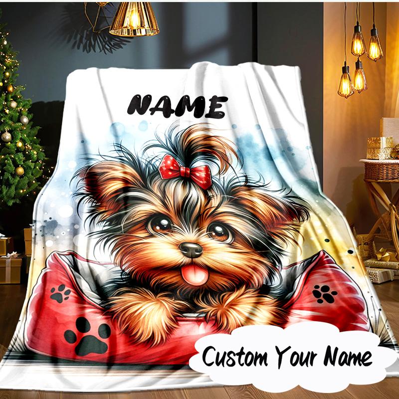 Custom Name Vintage Dog Portrait Art Blanket Ideal Bedding Blanket Perfect for Travel, Camping, Living Rooms, Offices, Sofas, Fan Christmas gift