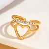 Elegant Double Row Heart Ring: Versatile Open Design with Inlaid Diamonds