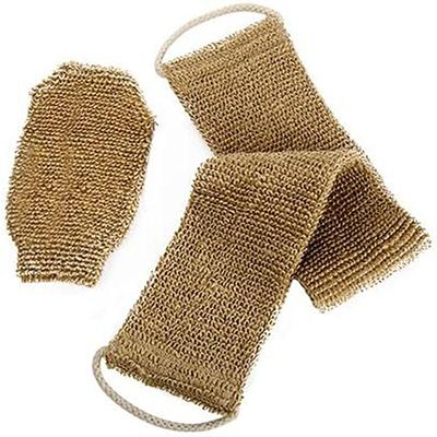 100 % naturlig exfolierande hampa ryggskrubb, kroppsborste för bad och dusch med handtag