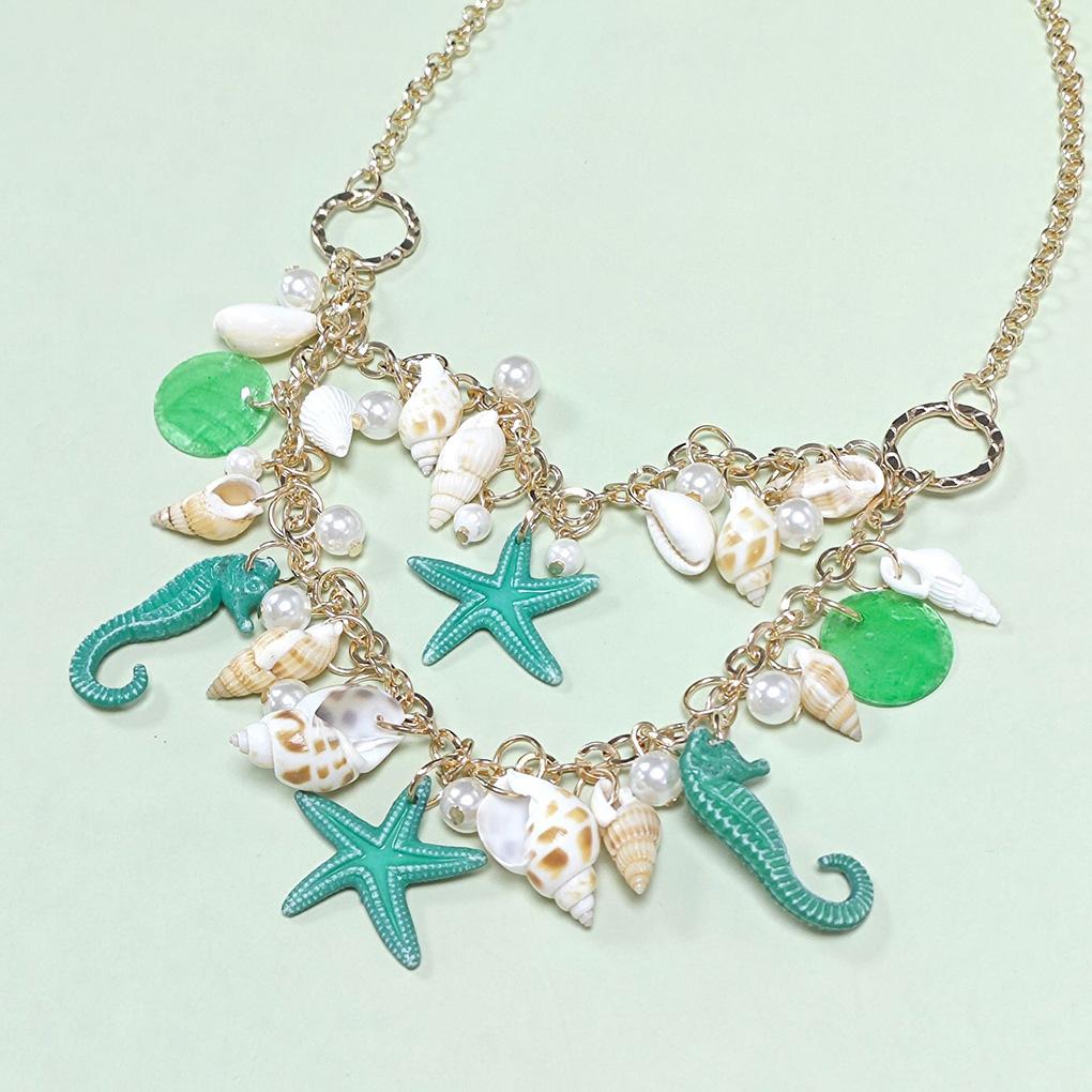 New Trendy European and American Accessories Beach Chain Conch Starfish Shell Necklaces Sweater Chain Collar Chain