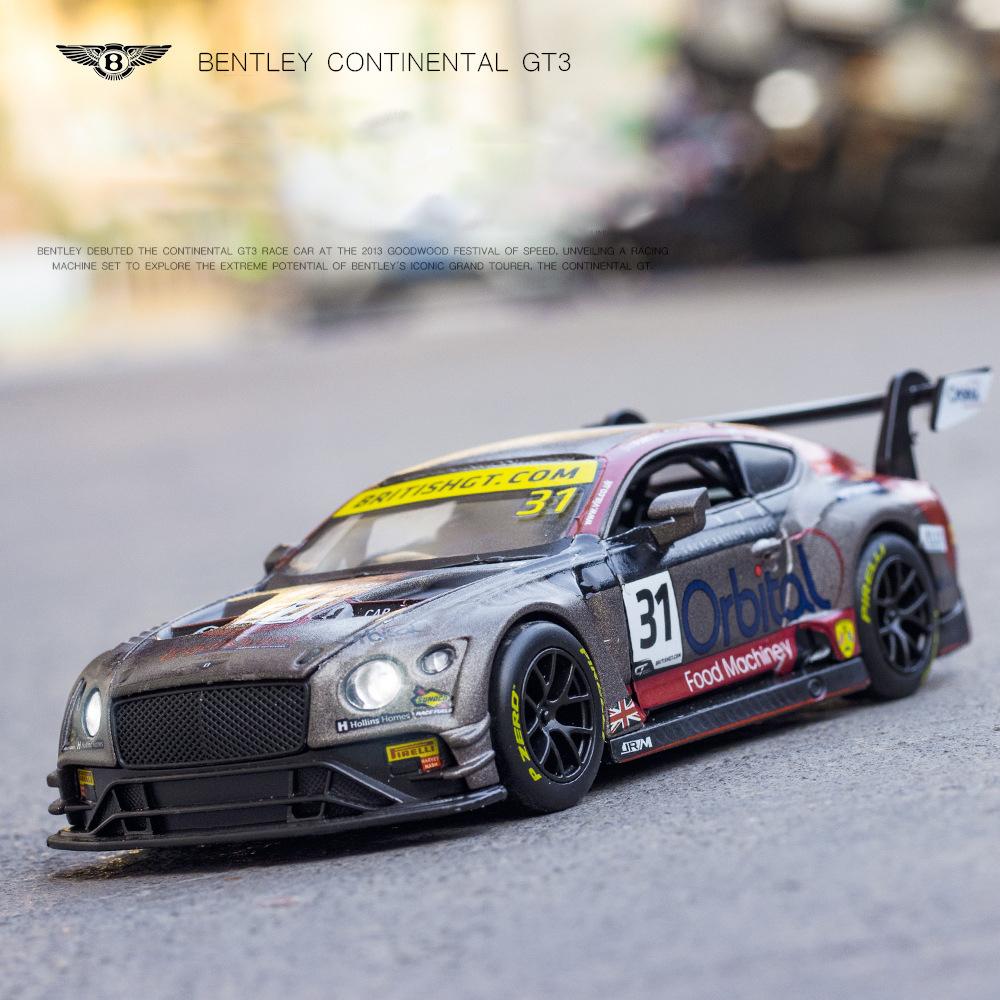 Model auta Bentley Continental GT3 v měřítku 1/32, stahovací autíčko se zvukem a světlem pro děti Batole Kluci Dívčí Dárková kolekce