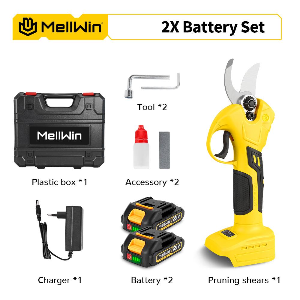 MELLWIN 30mm Brushless Electric Pruning Shears Cordless Fruit Tree Branches Cutter Garden Scissors For Makita 18V Battery Pin