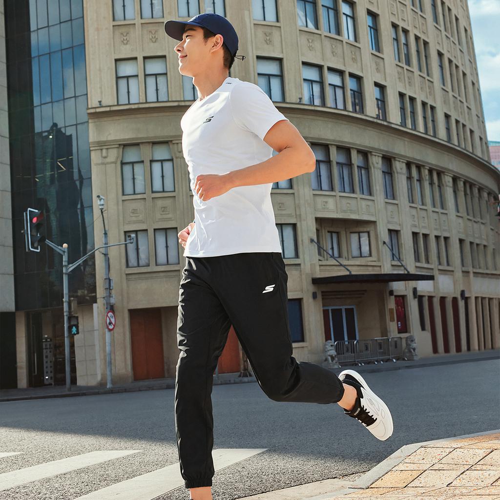 Skechers Sports Lifestyle Series Ice Skin Quick-Dry Pants Solid Color Mid-Rise Breathable Quick-Dry Tapered Knit Sports Pants Men Pants P224M106-0018