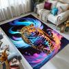 Vibrant 3D Printed Leopard Carpet  Crystal Velvet, Durable Polyester Area Rug for Living Room, Game Room, Balcony,