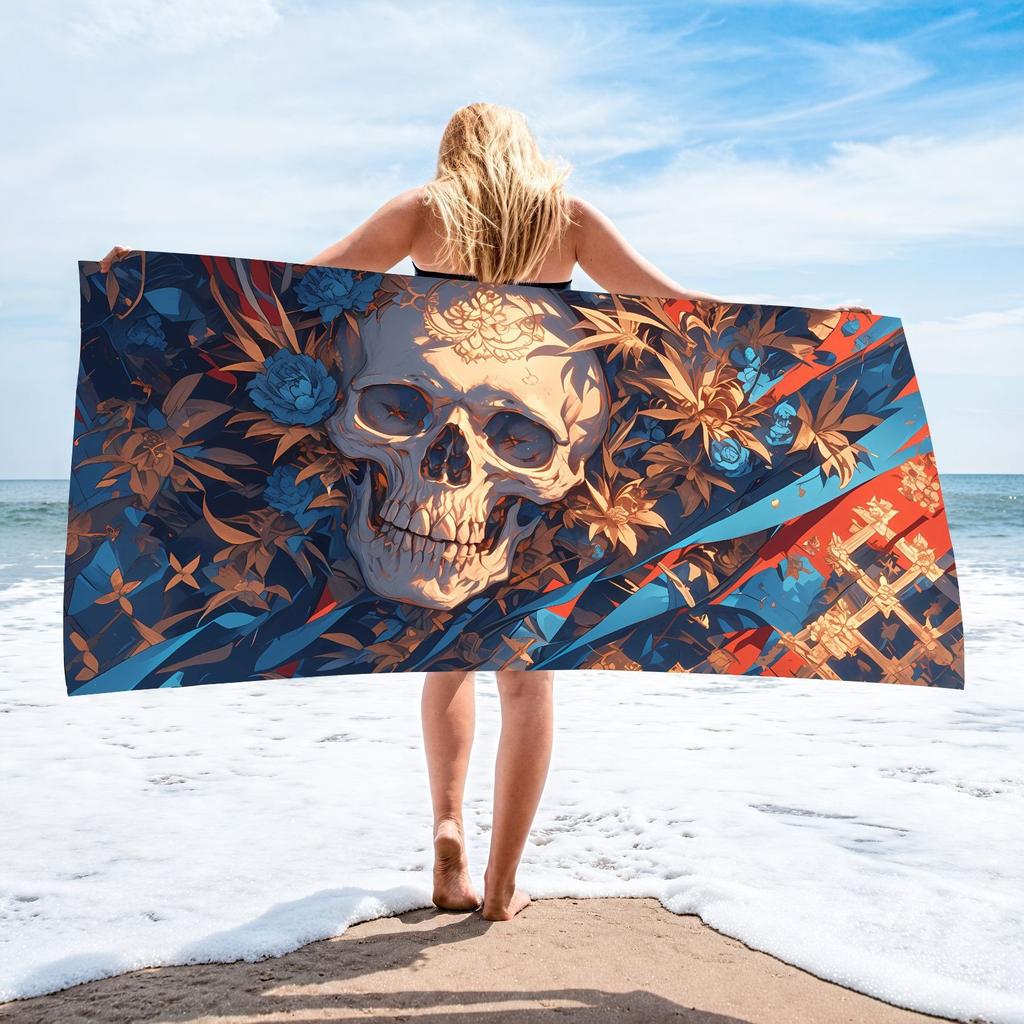 Blue Whale Ocean Wave Print Beach Towel Polyester Quick Dry Sand Free Large Bath Towels for Summer Pool Surf Vacation Blanket