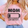 Mom Low Battery Graphic Print Cotton T-Shirt Funny Simple Mother's Day Gift Retro Casual Summer Trendy Tops for Women Ropa Mujer