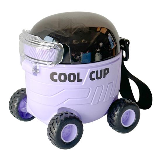 

Бутылка для воды в виде мультяшного автомобиля с трубочкой, герметичная, 550 мл, симпатичная детская чашка для воды, дизайн в форме автомобиля, для школы, спорта, путешествий фиолетовый