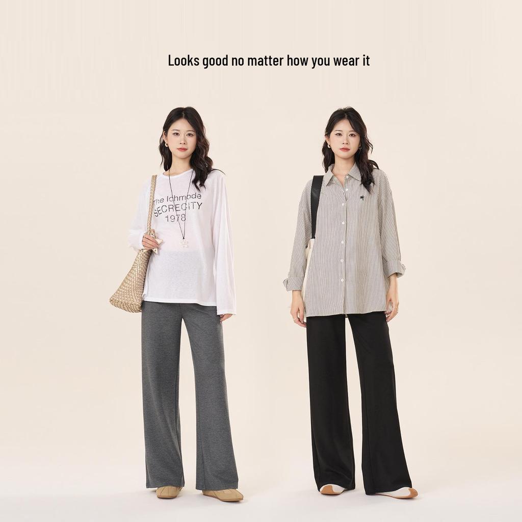 Petite Black Wide-Leg Maternity Pants - Non-Constricting for Spring & Autumn 2025