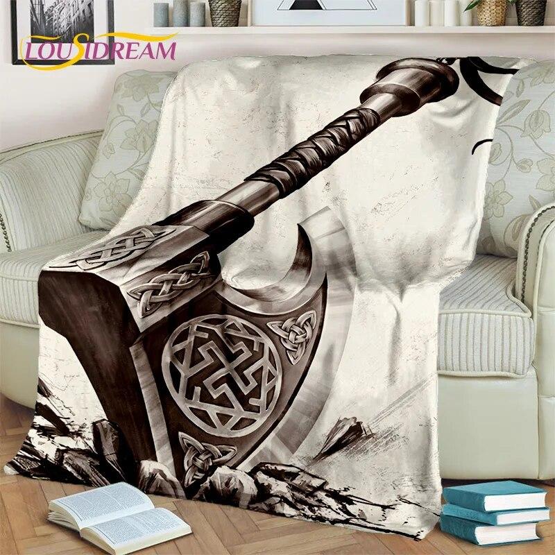 Viking nordisk mytologi Fenrir Kråkfilt,Flannel Sängfilt för Hem Sovrum Säng Soffa Picknick Kontor Vandring Fritid Tupplur Present
