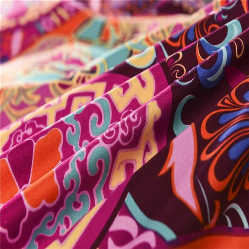 Boho Bedding Lightweight Microfiber Duvet Cover Set, Bohemia Exotic Patterns Design, Bright Pink - King Queen Size 3 Piece Set