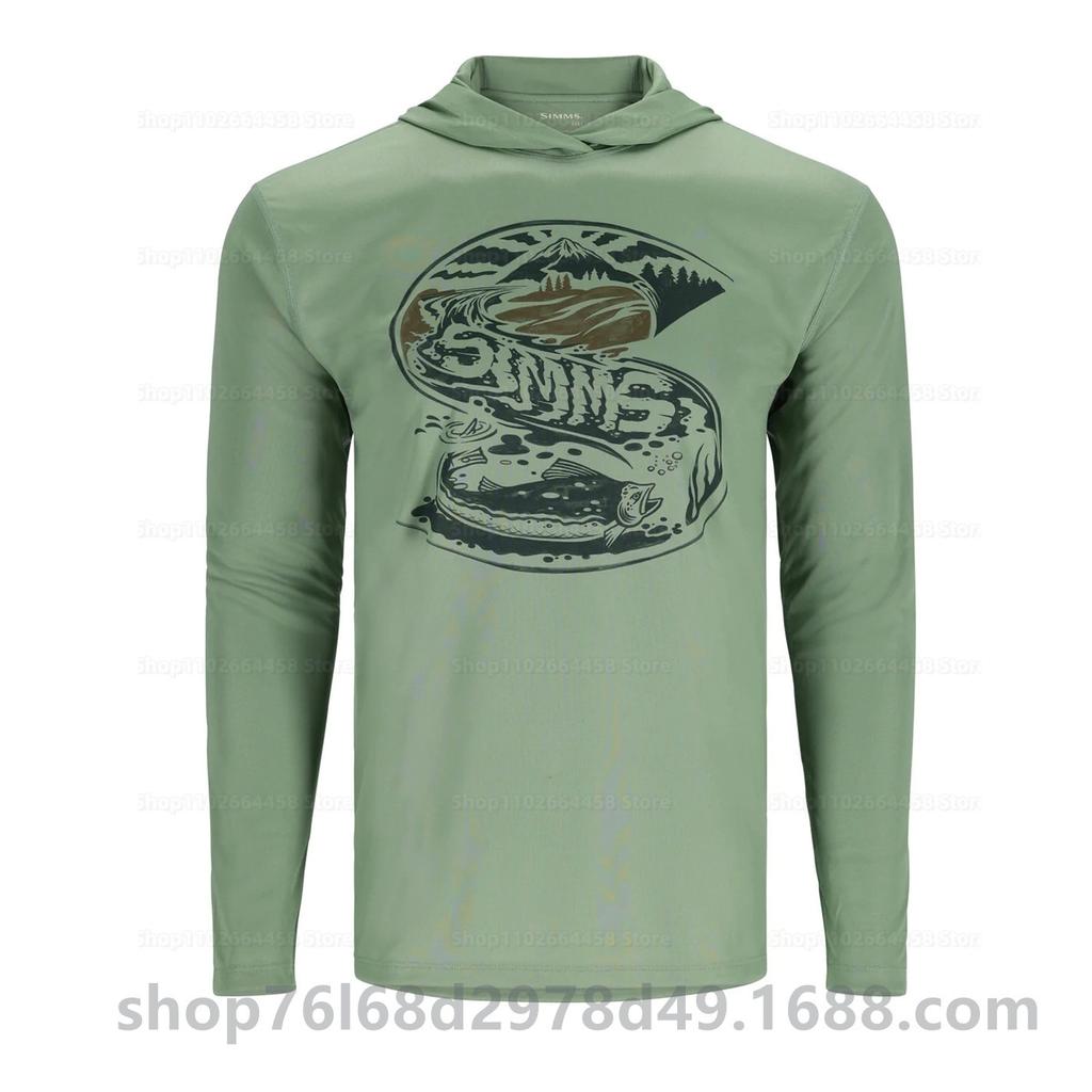 SIMMS Fishing Suit UPF50 Long Sleeve Hoodie Quick Drying Breathable Sunscreen Clothing Luya Outdoor T-Shirt New
