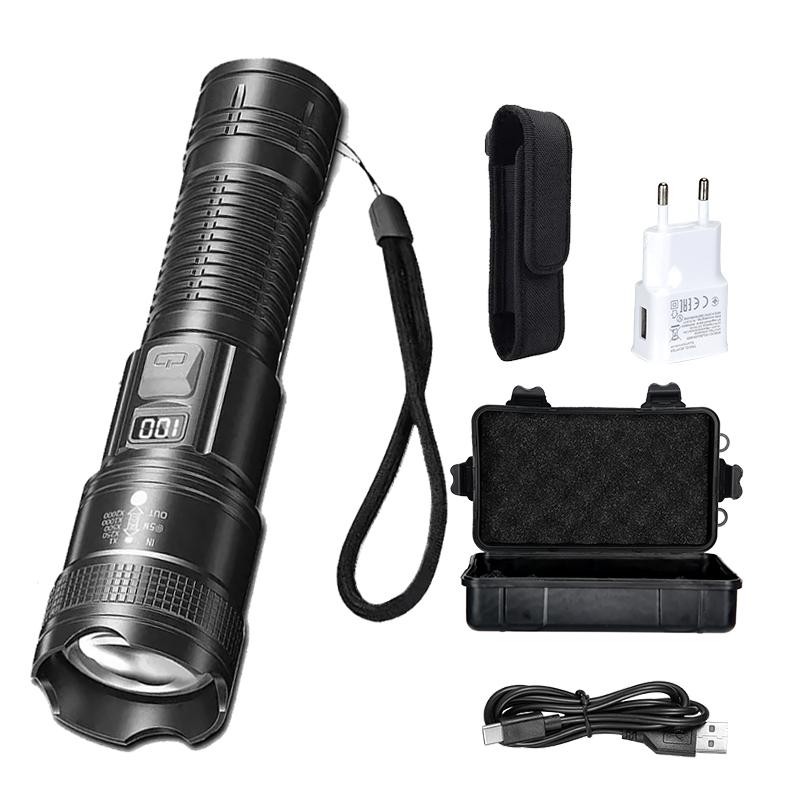 High Strong Power Led Flashlights Tactical Flash Light Torch Ultra Bright Lamp USB Charging Camping Fishing Defensa Zoom Lantern