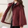 Korean Style Fleece-Lined Warm Cotton Jacket - Women's Winter 2025 Ankara Red