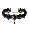Gotischer Schwarzer Spitze Kristall Choker Halskette Vintage Viktorianisch Steampunk Hals Schmuck für Frauen