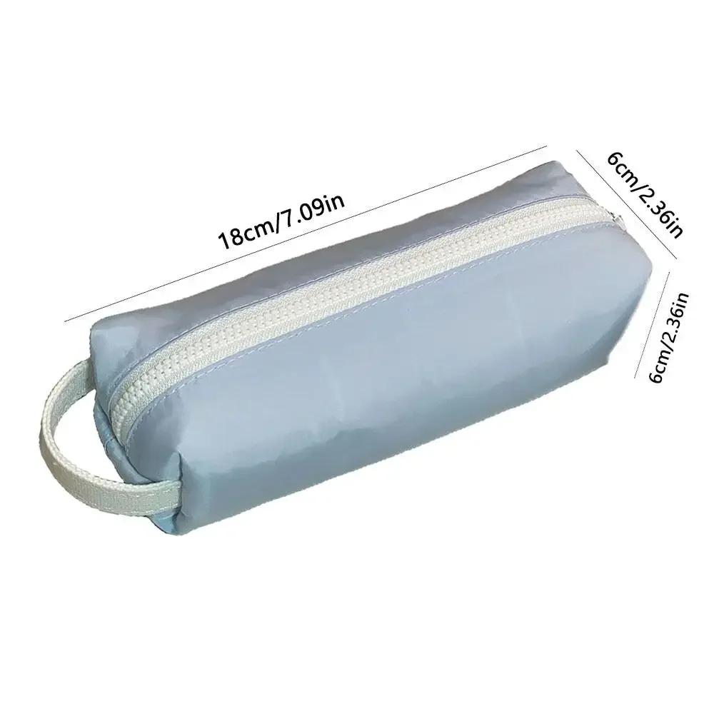 Large Capacity Pencil Case Zipper Solid Color Students Stationery Pouch Stationery Storage Multi-function Pen Bag