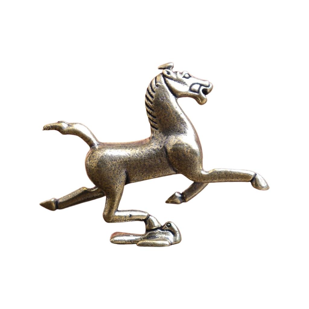 Decorative Horse Figurine Brass Sculpture Miniature Animal Statue for Bookshelf Home Desk Decor