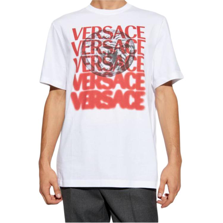 VERSACE Logo Printed Crewneck T Shirt 1013302-1A12439-2W580