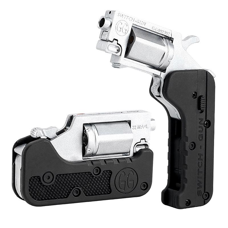 Toy Alloy Foldable Toy Gun Left Wheel Metal Model Gun Switch-Gun Folding Simulation Toy Soft Bullet Gun With Plastic Bullets