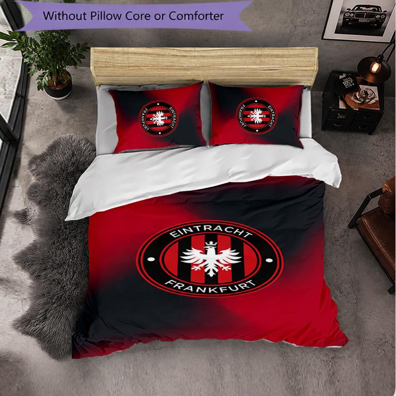 Eintracht Frankfurt Calcio Set Biancheria da Letto 3 Pezzi Morbido Copripiumino con Federe Set Decorazione Camera da Letto per la Casa
