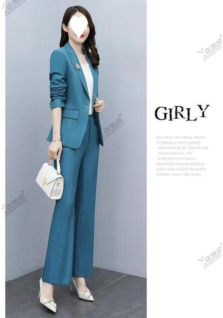 Spring 2025 Slim Fit Fashion Suit: Women's Two-Piece Set with Micro Flare Pants