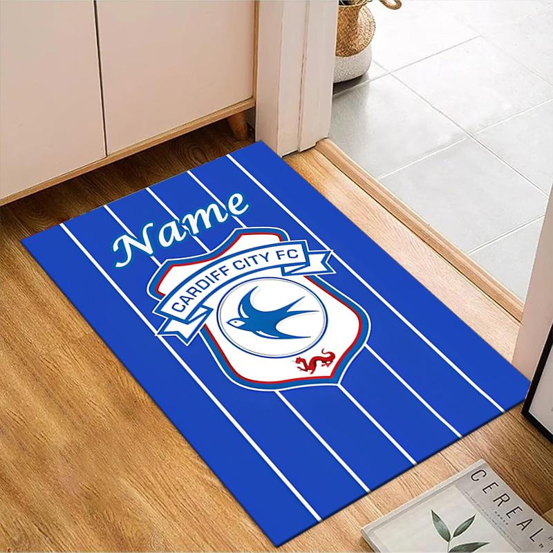 Custom Name Cardiff FC Crest Rug Game Carpet, Floor Mat for Bedroom Living Room Entryway Rug, Home Decor Idea Gift for Christmas Birthday