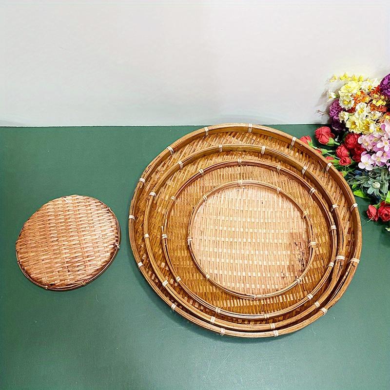 1Pc Handmade Woven Fruit Snack Basket Bamboo Basket for Outdoor Patio Garden Picnic Home Kitchen Dining Room Living Room Halloween Gift Christmas Gift