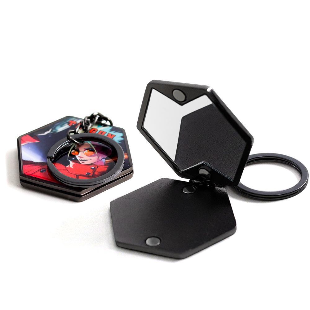 Dual-Sided Mirror Keychain: Game-Themed Key Ring, Car/Bag Pendant, Fan Gift, Makeup Mirror.