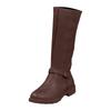 Women's Fashion Casual Retro Belt Side Zipper High Top Mid Calm Boots Glitter Rain Boots for Women Mid Calf