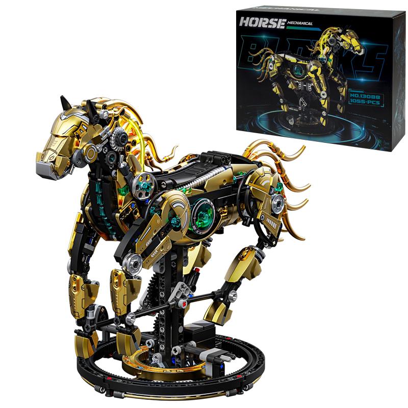 

Non-Toxic 1055Pcs New Mechanical Horse Animal Building Blocks Set Moc Kit Construction Model Gifts For Kids Birthday Christmas Gifts 1055pcs
