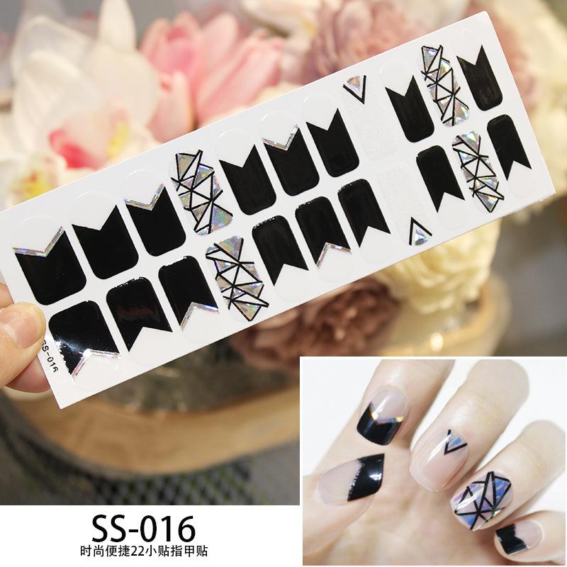 22pcs Sheet Laser Bronzing Full Cover Nail Stickers Long Lasting Tearable Cute Nail Art Wraps Design